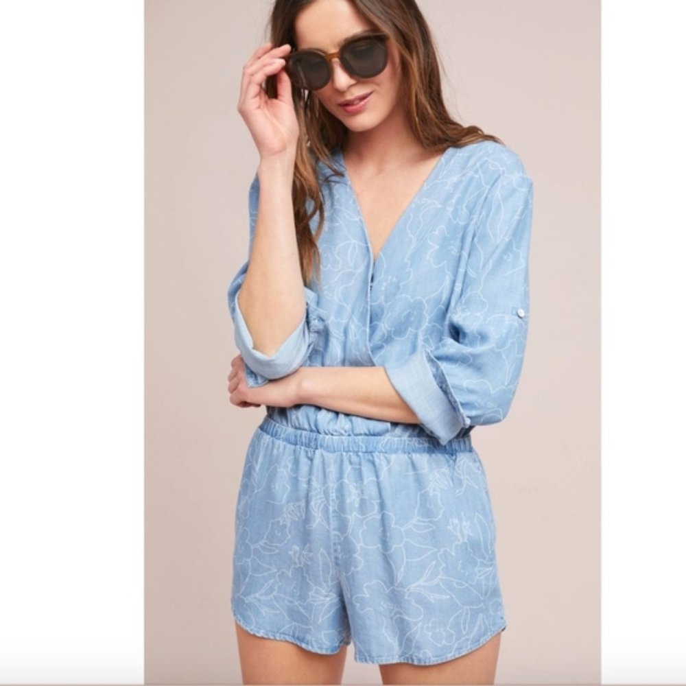 Anthropologie Cloth and Stone Chambray Romper
